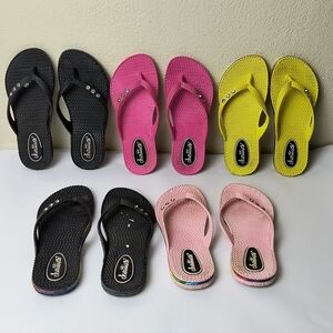 Colorful Flip Flops with Rhinestone Accents Bundle Of 5 Pair B07/13/1